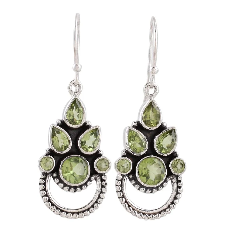 Handmade Peridot Dangle Earrings, 'Radiant Green' (India) - 1.7*0.6