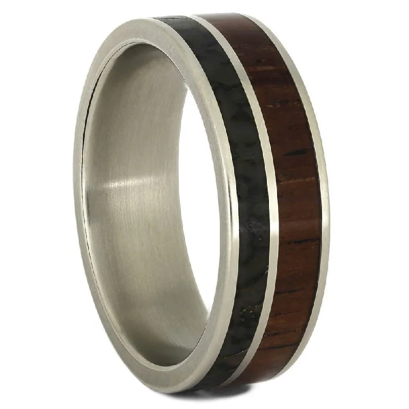 Dinosaur Bone Men's Wedding Band With Rosewood