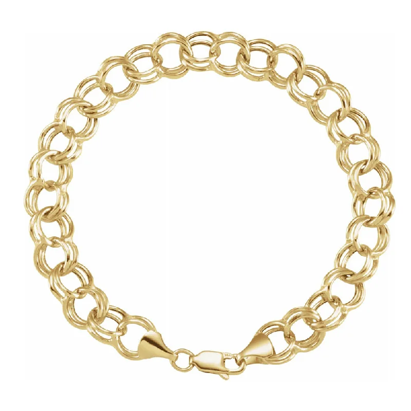 5.7mm 14k Yellow Gold Hollow Double Cable Chain Charm Bracelet