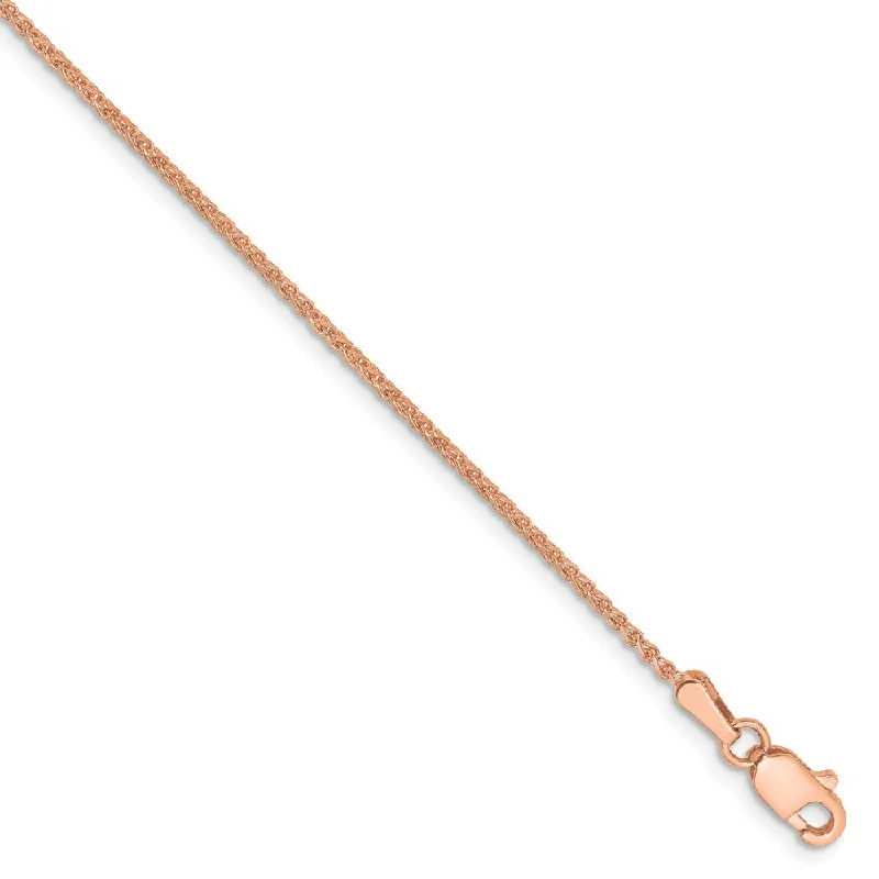 1.2mm, 14k Rose Gold, Diamond Cut Solid Spiga Chain Bracelet, 7 Inch