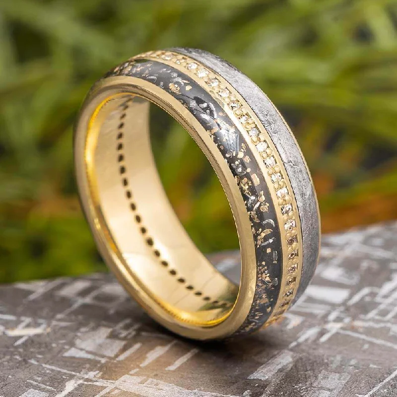 Unique Diamond Eternity Band with Meteorite & Stardust