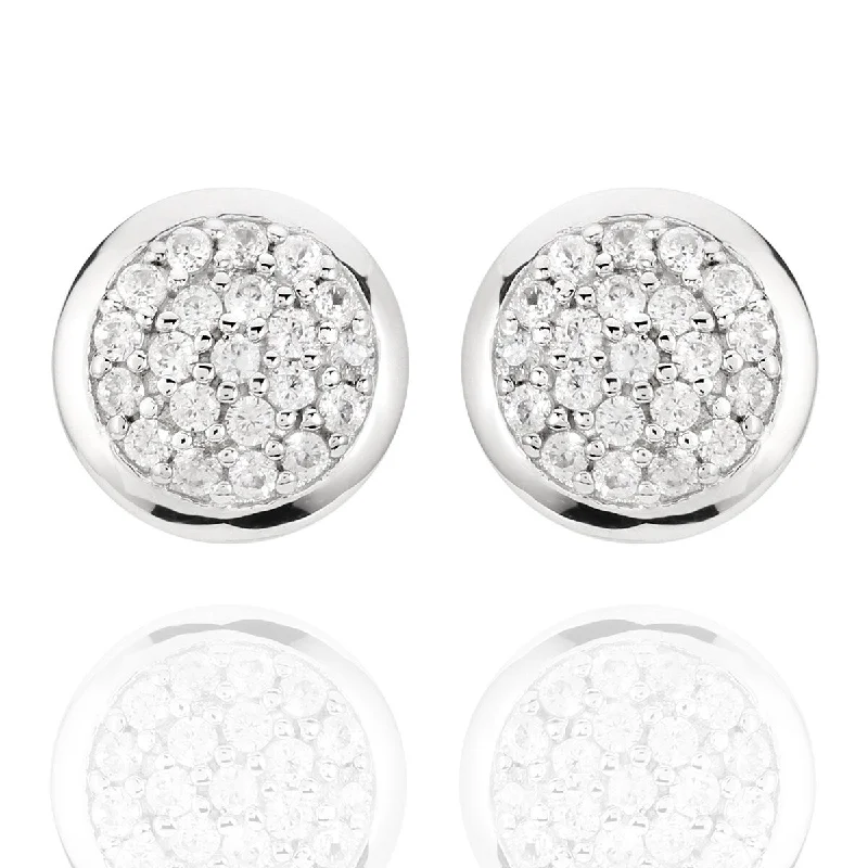 925 Sterling Silver White Topaz Stud Earrings