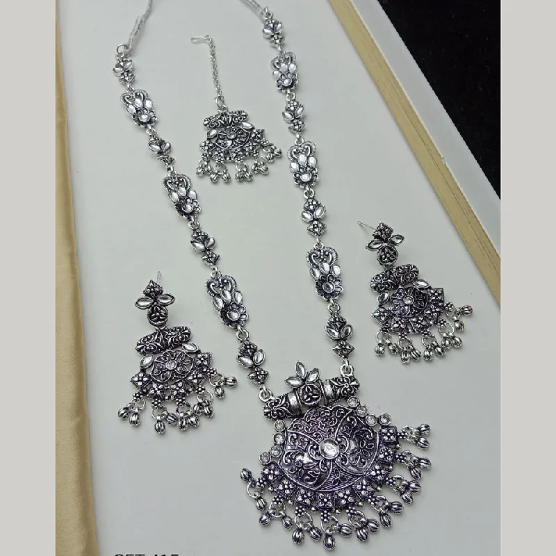 SP Jewellery Oxidised Plated Kundan Stone Necklace Set