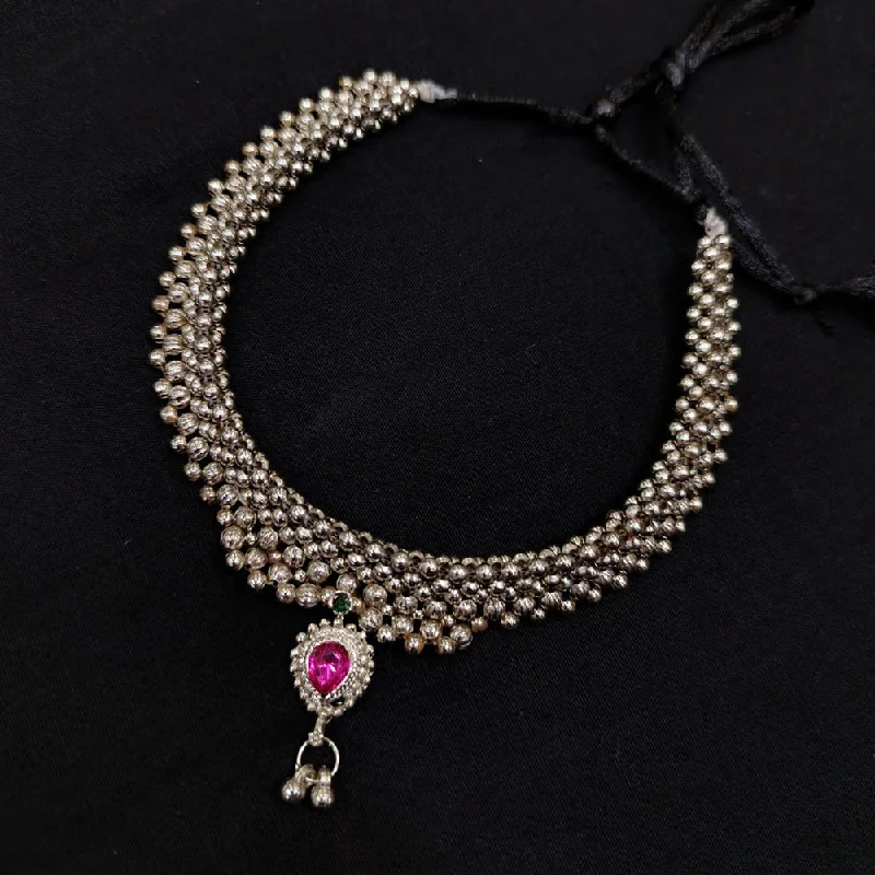 Pooja Bangles Oxidised Plated Choker Necklace Set