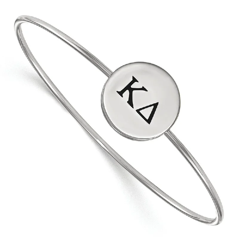 Sterling Silver Kappa Delta Enamel Black Greek Bangle - 8 in.