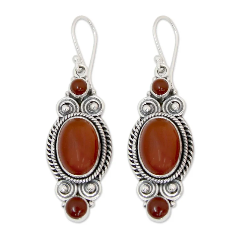 Handmade Sterling Silver 'Johari Sunset' Onyx Earrings (India)