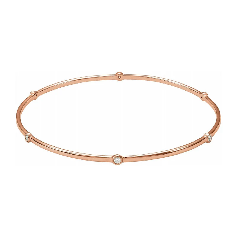 14K Yellow, White or Rose Gold 1/4 CTW Diamond Bangle Bracelet, 8 Inch