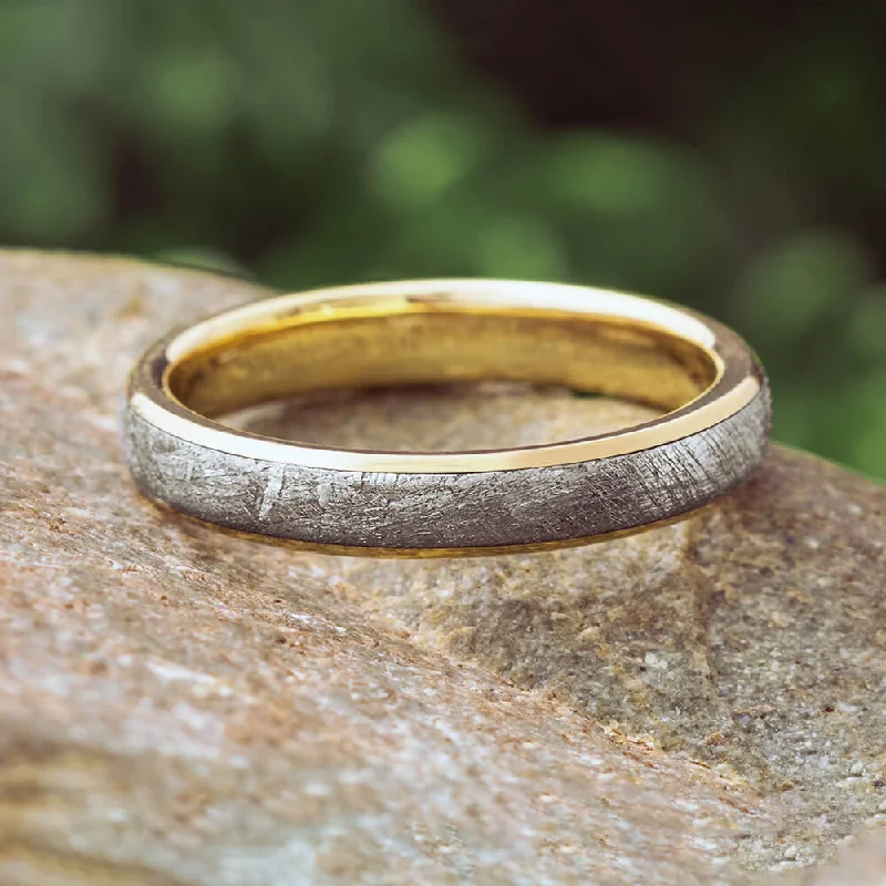 Women's Wedding Band With Partial Meteorite Inlay