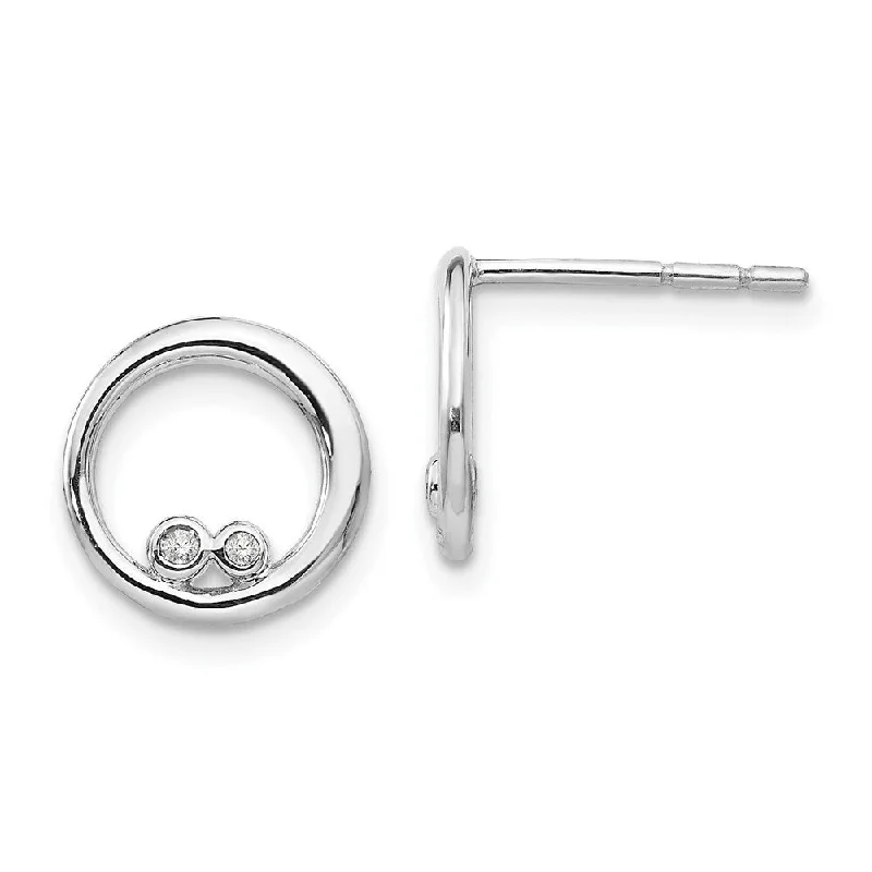 925 Sterling Silver Diamond Stud Earrings (L-11 mm, W-12 mm)