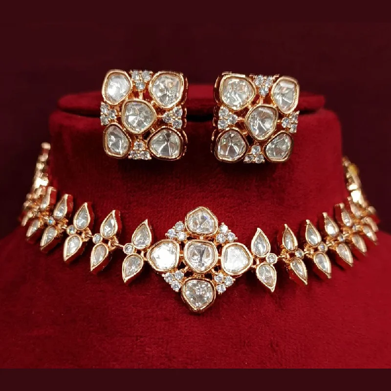 Royal Kundan Jewellery Gold Plated Polki Kundan Choker Necklace Set