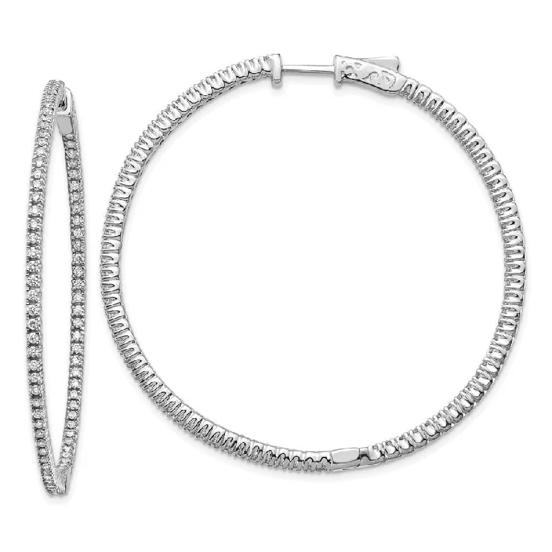 14k White Gold Lab Grown Diamond Hoop Earrings ( Clarity- SI1-SI2, Color- G-H)