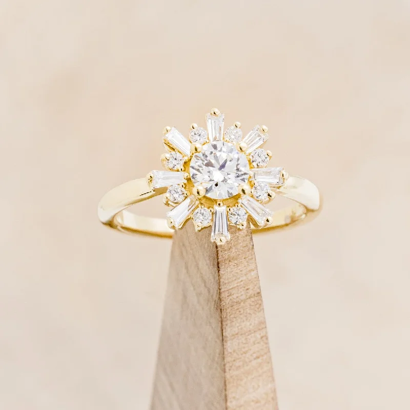 "SEREN" - ROUND CUT MOISSANITE ENGAGEMENT RING WITH DIAMOND HALO