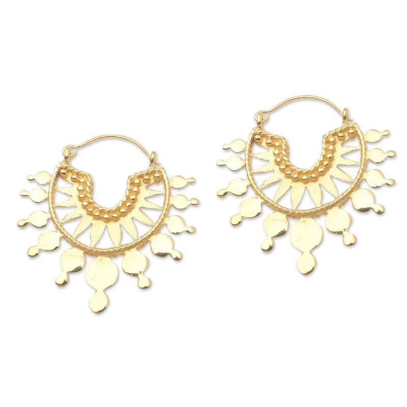 NOVICA Golden Celebration, Gold plated hoop earrings - 1.6L*0.1W