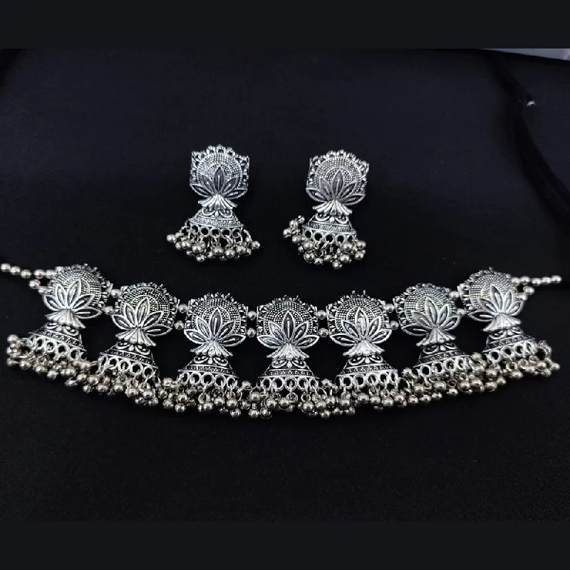 Pooja Bangles Oxidised Plated Choker Necklace Set