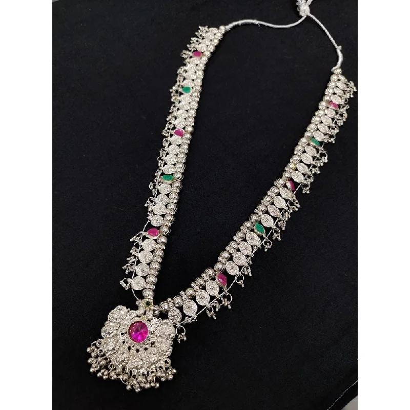 Akruti Collection Oxidised Plated Long Necklace Set