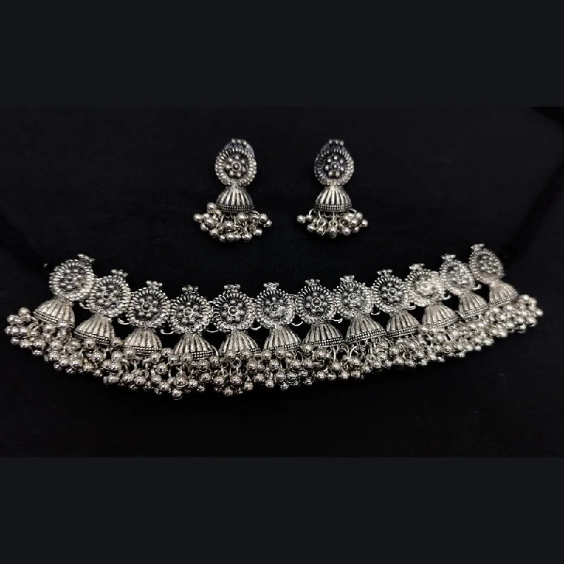 Pooja Bangles Oxidised Plated Choker Necklace Set