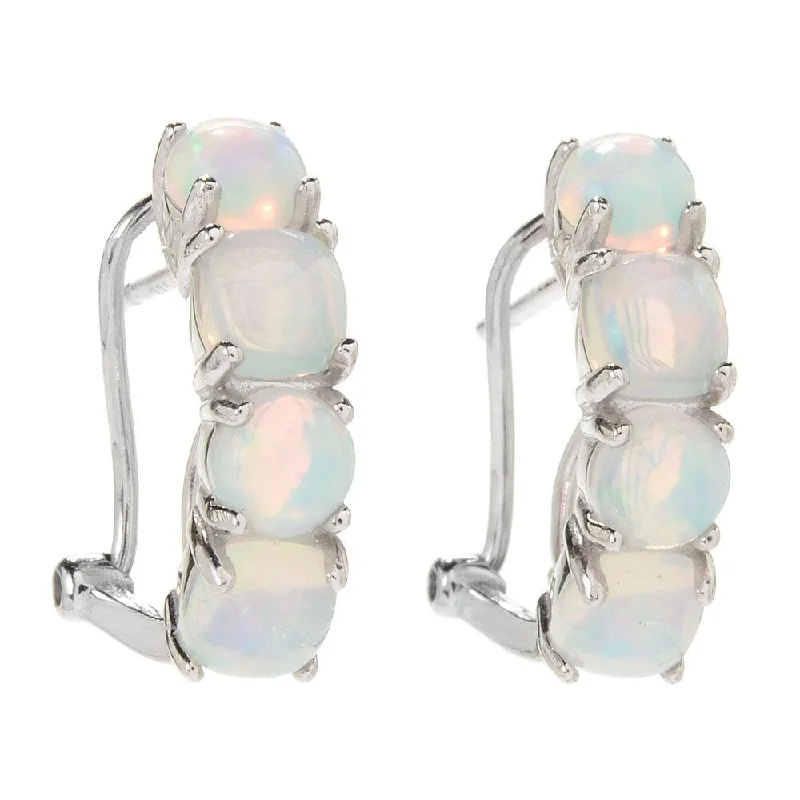 Sterling Silver Ethiopian Opal 4-Stone Hoop Earrings