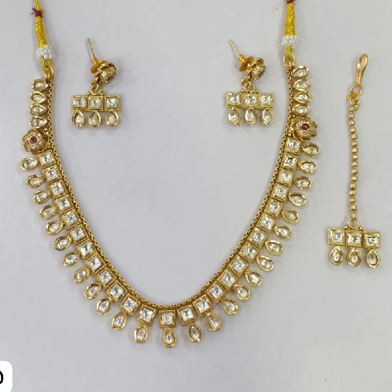 JCM Gold Plated Kundan Stone Necklace Set