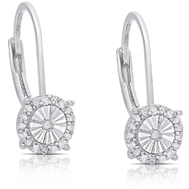 Finesque Sterling Silver 1/4ct TDW Diamond Miracle Plate Dangle Earrings (I-J, I2-I3)