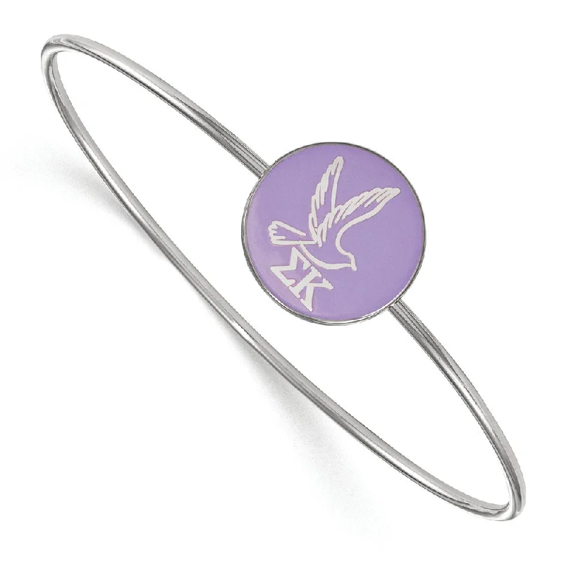 Sterling Silver Sigma Kappa Enamel Bangle - 8 in.