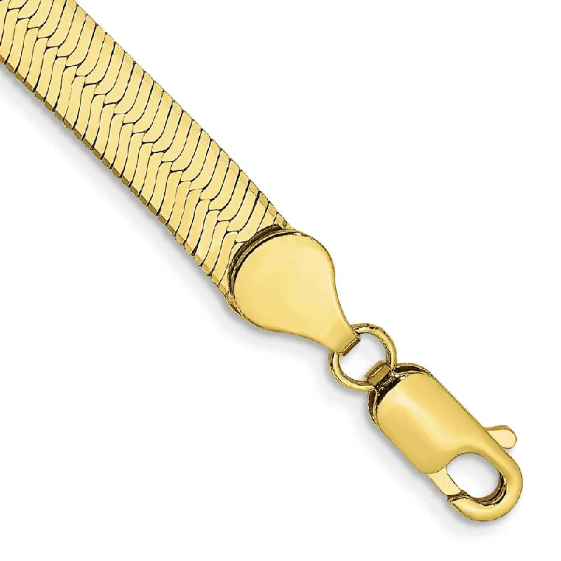 5.5mm 10k Yellow Gold Solid Herringbone Chain Bracelet