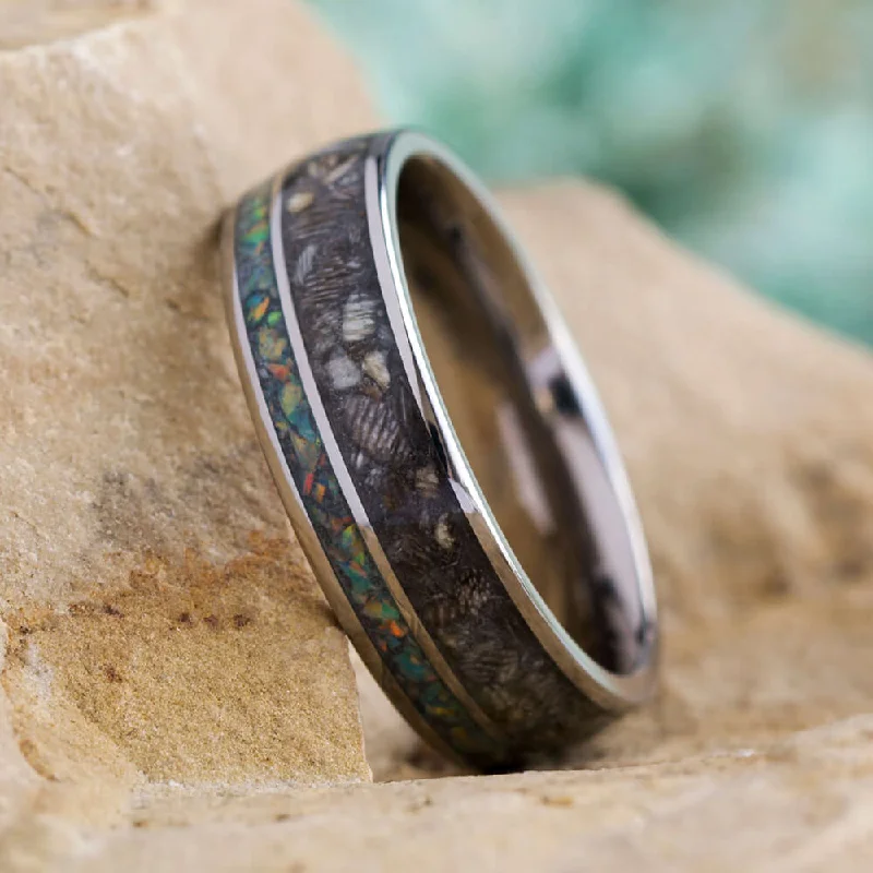 Horse Hoof Ring With Opal, Pet Memorial Jewelry