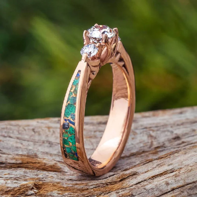 Diamond Engagement Ring with Desert Mosaic Turquoise