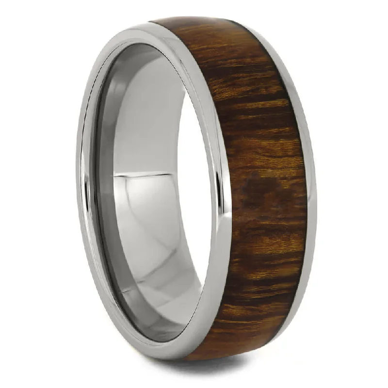 Simple Wood & Titanium Ring, 8mm Band