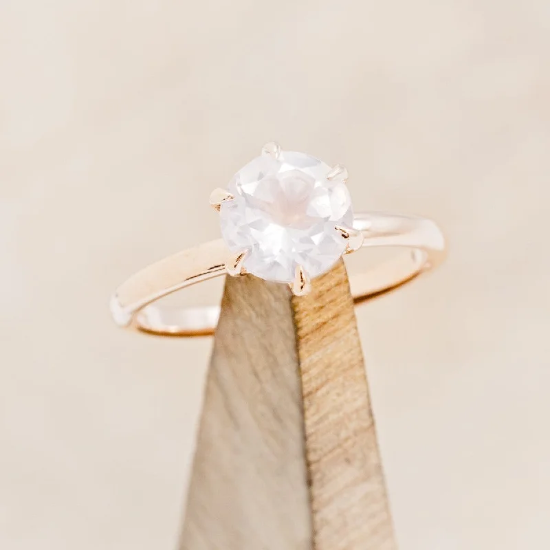 ROUND CUT ROSE QUARTZ SOLITAIRE ENGAGEMENT RING