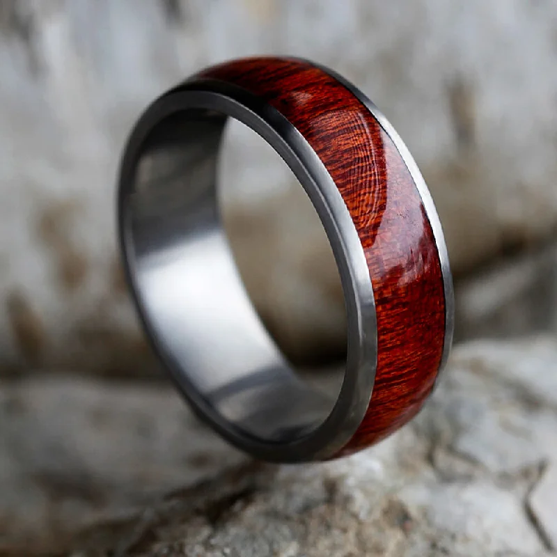 Wood & Matte Titanium Men's Wedding Band