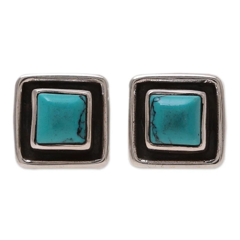 NOVICA Sky Frame, Calcite stud earrings - 0.4*0.4