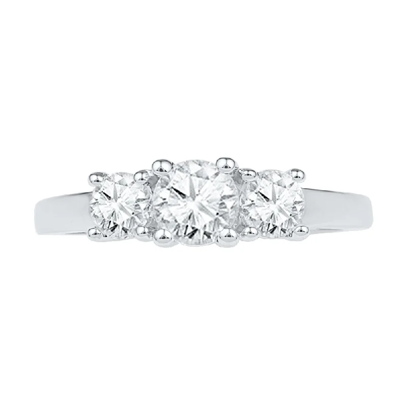 Classic, Round Cut Diamond Three Stone Engagement Ring