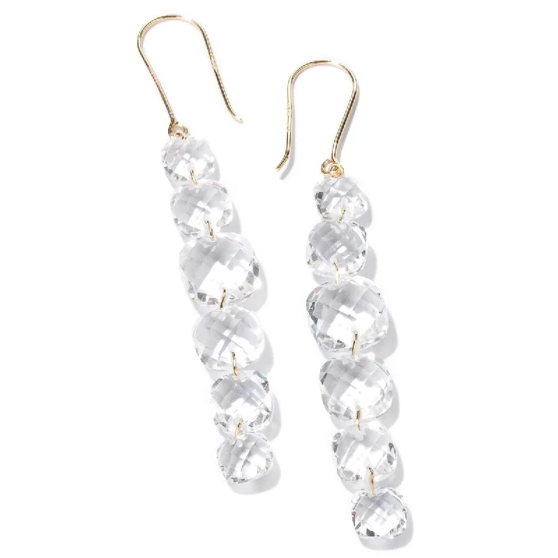 14KT Gold White Crystal Drop Earrings