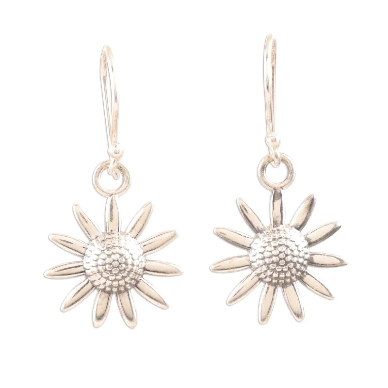 NOVICA Sunflower Glitter, Sterling silver dangle earrings - 1.4*0.7