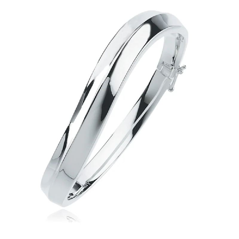 Sterling Silver 10mm High Polished Hinged Bangle Bracelet