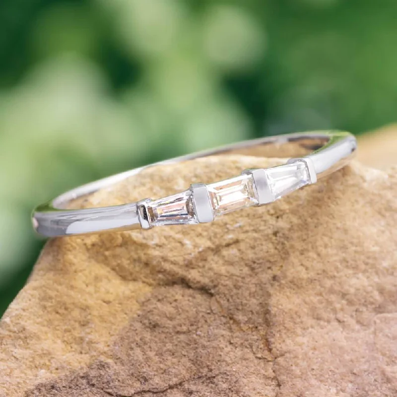 Baguette Three Stone Stackable Ring