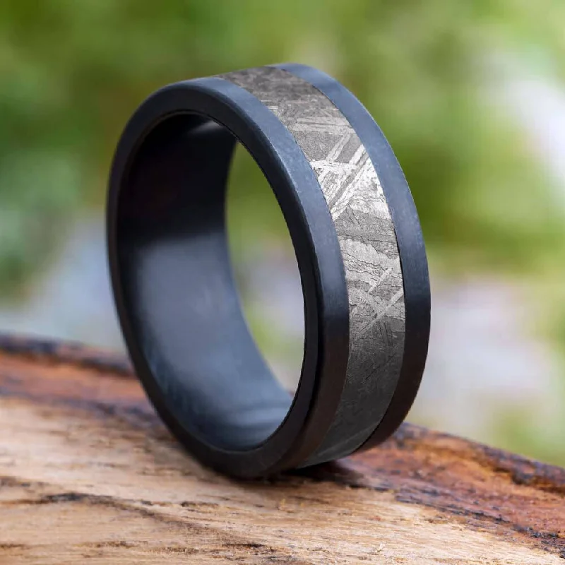 Meteorite & Black Zirconium Men's Wedding Band