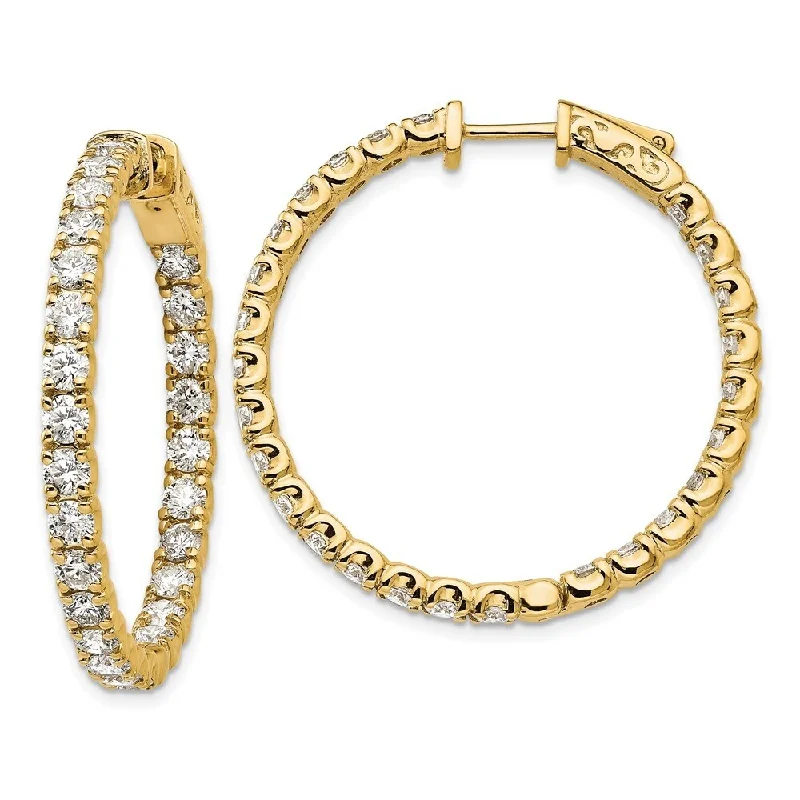 14k Yellow Gold Lab Grown Diamond Hoop Earrings ( Clarity- SI1-SI2, Color- G-H)