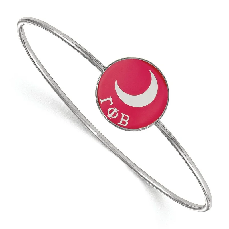 Sterling Silver Gamma Phi Beta Enamel Bangle - 6 in.